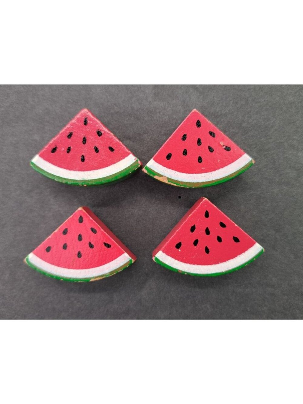 Vintage Wooden Watermelon Magnet Set Of 4 Painted Fruit Slices Melon Fridge